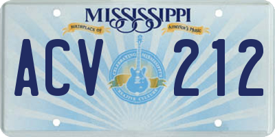 MS license plate ACV212