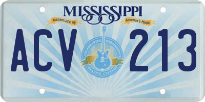 MS license plate ACV213