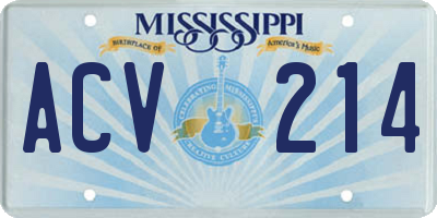 MS license plate ACV214