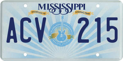 MS license plate ACV215