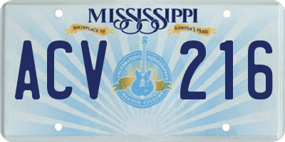 MS license plate ACV216