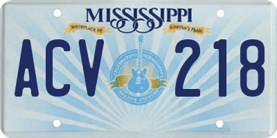 MS license plate ACV218