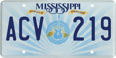 MS license plate ACV219