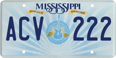 MS license plate ACV222