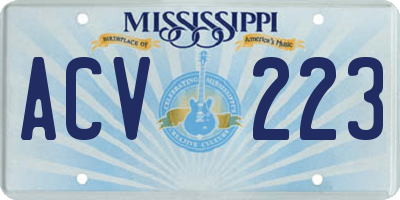 MS license plate ACV223