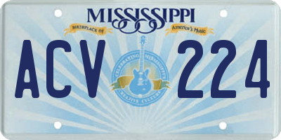 MS license plate ACV224