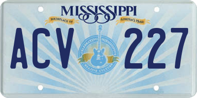 MS license plate ACV227