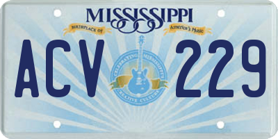 MS license plate ACV229