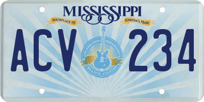 MS license plate ACV234