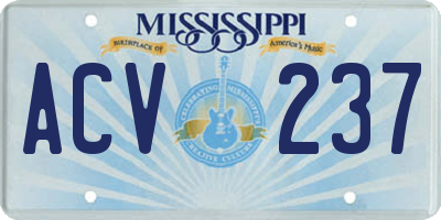 MS license plate ACV237