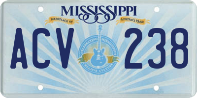 MS license plate ACV238