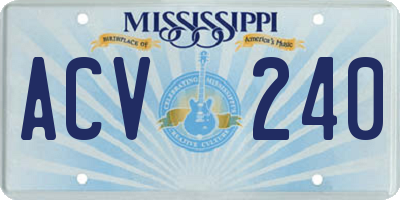 MS license plate ACV240