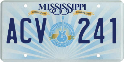 MS license plate ACV241
