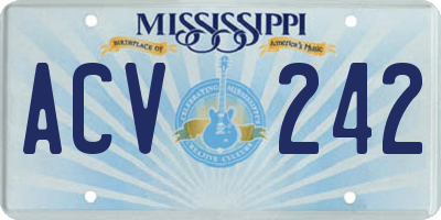 MS license plate ACV242