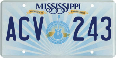 MS license plate ACV243