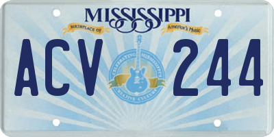 MS license plate ACV244