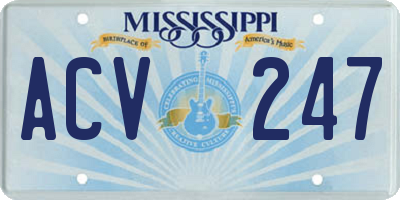 MS license plate ACV247