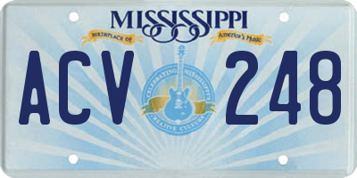 MS license plate ACV248
