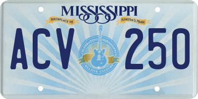 MS license plate ACV250
