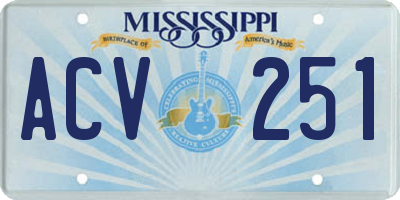MS license plate ACV251