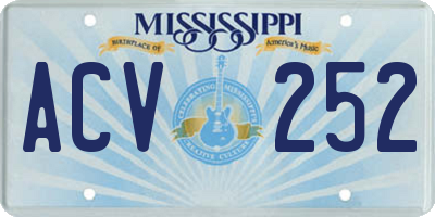 MS license plate ACV252