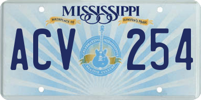 MS license plate ACV254