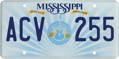 MS license plate ACV255
