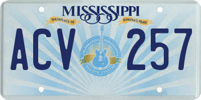 MS license plate ACV257