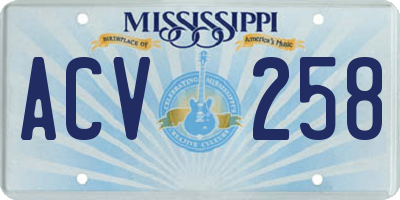 MS license plate ACV258