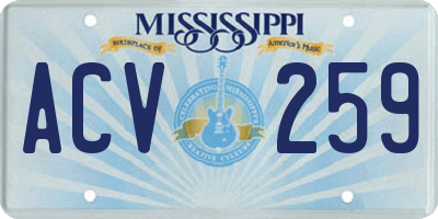 MS license plate ACV259