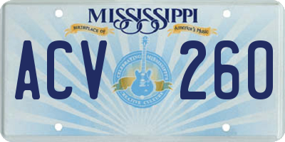 MS license plate ACV260