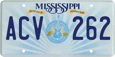 MS license plate ACV262
