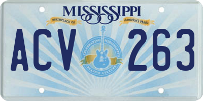 MS license plate ACV263