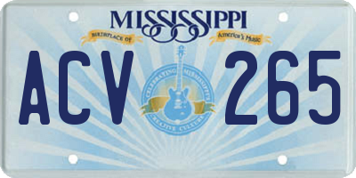MS license plate ACV265