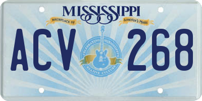 MS license plate ACV268
