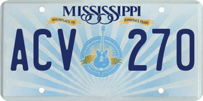 MS license plate ACV270