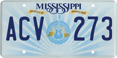 MS license plate ACV273