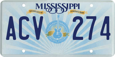 MS license plate ACV274
