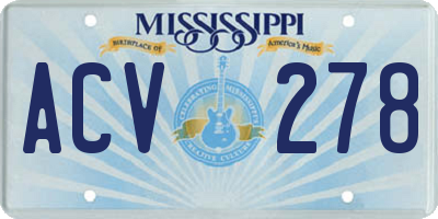 MS license plate ACV278