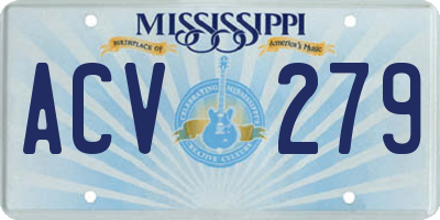 MS license plate ACV279