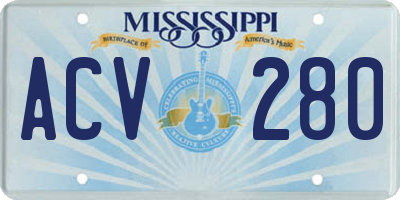 MS license plate ACV280