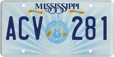 MS license plate ACV281