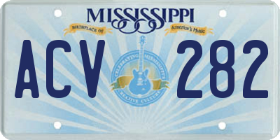 MS license plate ACV282