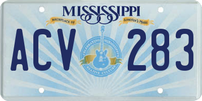 MS license plate ACV283