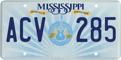 MS license plate ACV285