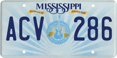 MS license plate ACV286