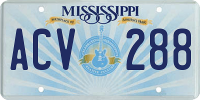 MS license plate ACV288