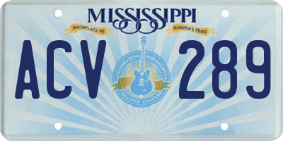 MS license plate ACV289