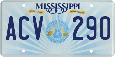 MS license plate ACV290