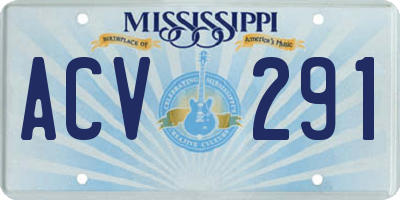 MS license plate ACV291